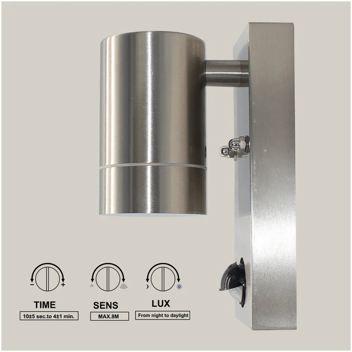 PIR Motion Sensor LED Wall Light – Stainless Steel, Waterproof IP44 Outdoor Lamp - Samanta Factory