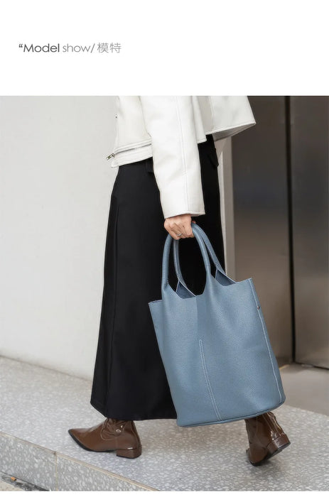 Bucket Bag – Soft Versatile Leather Shoulder Handbag for Women - Samanta Factory