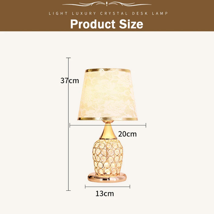 Crystal Table Lamp – Elegant Bedside Light with Polished Chrome Finish