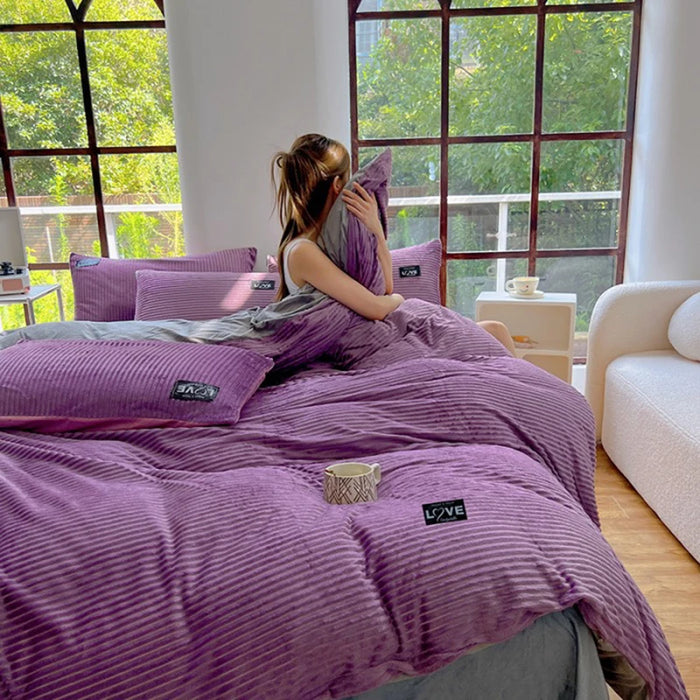 3-Piece Winter Velvet Duvet Cover Set – Soft Warm Fleece with Pillowcases, Twin to King Size" - Samanta Factory
