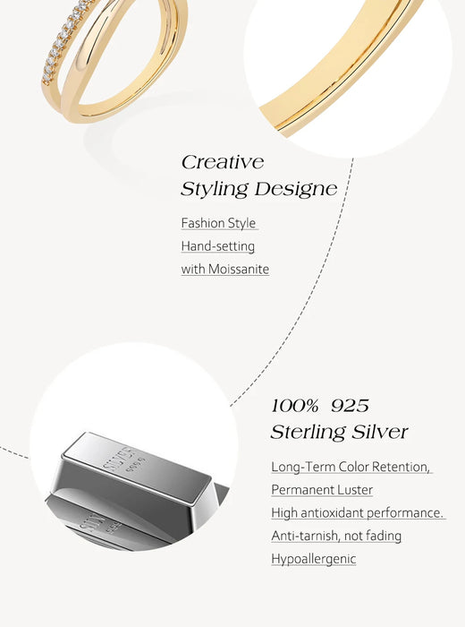 S925 Moissanite Ring – D-Color VVS1 Stone in 18K Gold Plating