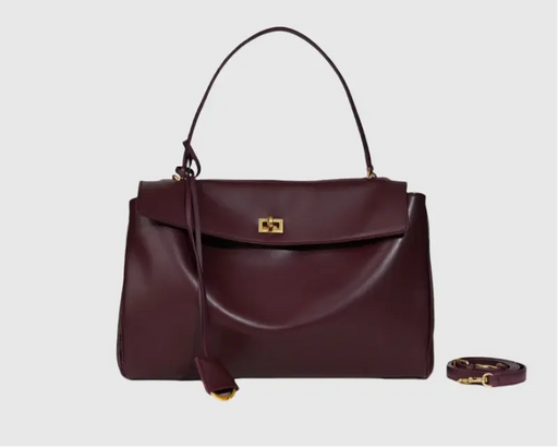 Soft cow leather women's tote bag with buckle, silt pocket, crossbody straps