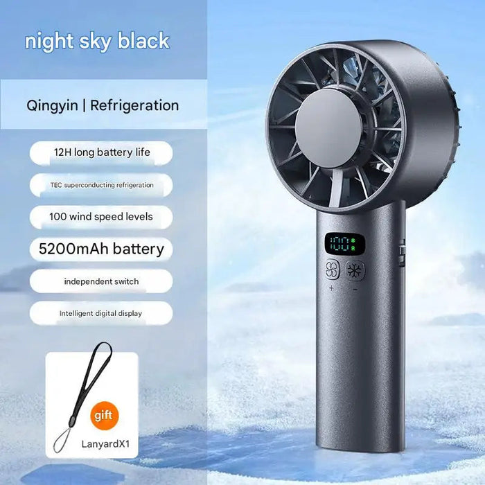 Portable Ice Cooling Handheld Fan – 5200mAh USB Rechargeable High-Speed Mini Fan Sf