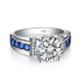 2ct Moissanite Ring – D Color VVS1 with Blue Sapphire Accent SF