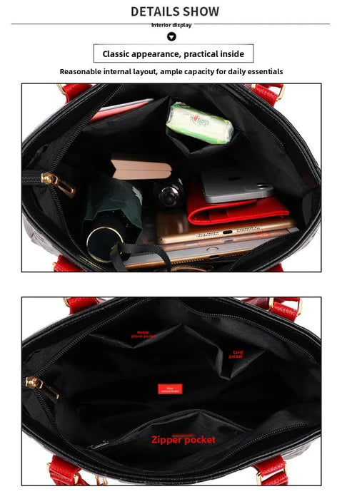 Women's Large Capacity PU Leather Tote Bag – Minimalist Urban Shoulder Bag SF