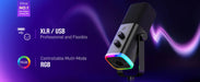 Dynamic USB/XLR Microphone – Cardioid with RGB Lighting & Noise Reduction SF