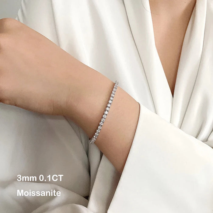 Moissanite Tennis Bracelet – Certified 925 Sterling Silver with D Color VVS1 Stones - Samanta Factory