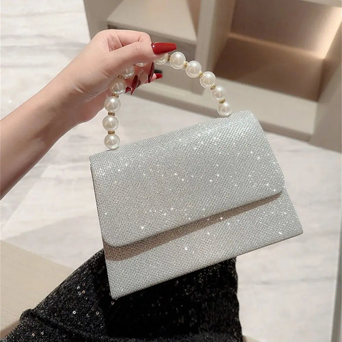 Women's Evening Clutch Bag – Soft Polyester Banquet Handbag with Metal Detailing