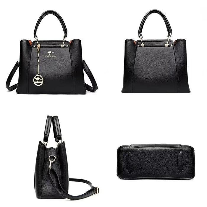 Women’s PU Leather Tote Bag – Fashion Soft Casual Handbag with Zipper Closure - Samanta Factory