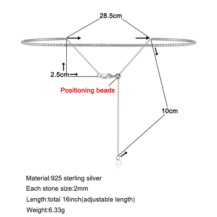 Moissanite Tennis Necklace – Adjustable 2 mm D-Color Shine