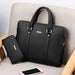 Men’s microfiber leather laptop briefcase with plaid pattern and zipper closure