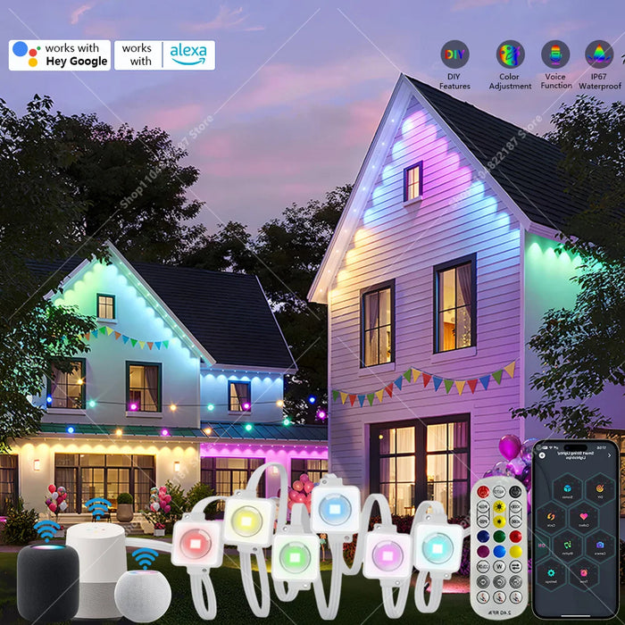 Smart RGBIC Outdoor String Lights – 16 Million Colours, App & Voice Controlled