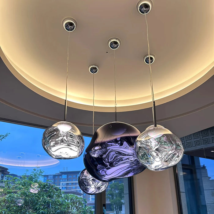  Smart dimmable LED pendant light with polished chrome finish and cord installation
