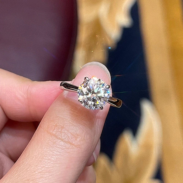 Moissanite Engagement Ring – 2.0ct Round Center Stone