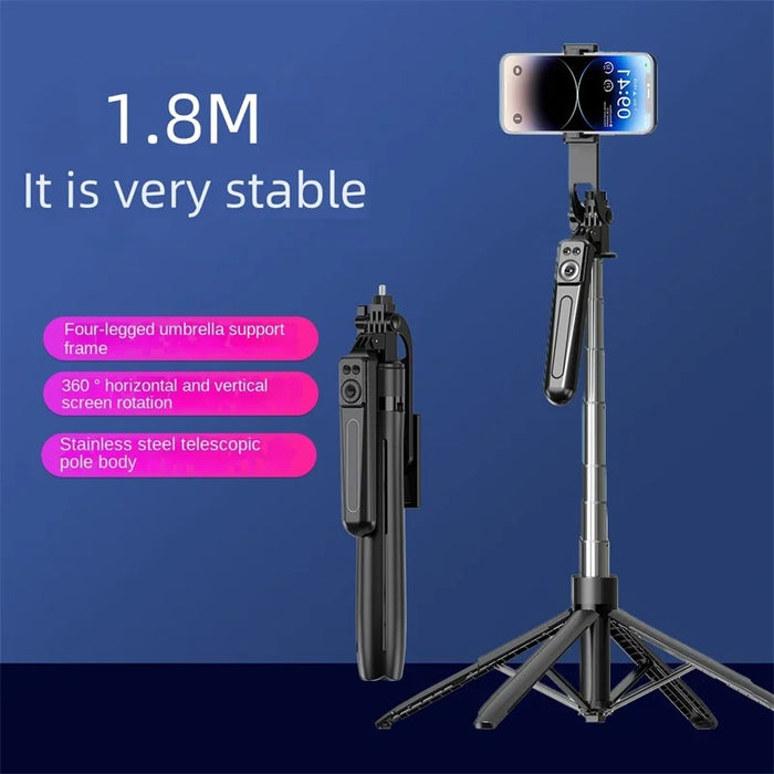 Bluetooth Selfie Stick Tripod – Lightweight 180cm Extendable with Remote for iOS & Android
