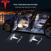 Tesla Model 3 car door projector welcome light glowing and close-up of 3D Tesla sticker on car body