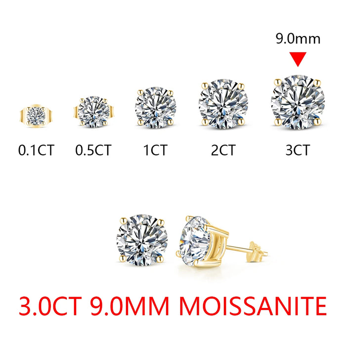 Moissanite Stud Earrings – 2ct D-Color Round Cut
