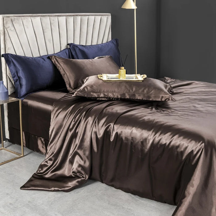 Schpert Rayon Bedding Set – Solid Color Duvet Cover with Pillowcases and Sheet, Twin to King - Samanta Factory