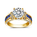 2ct Moissanite Ring – D Color VVS1 with Blue Sapphire Accent SF