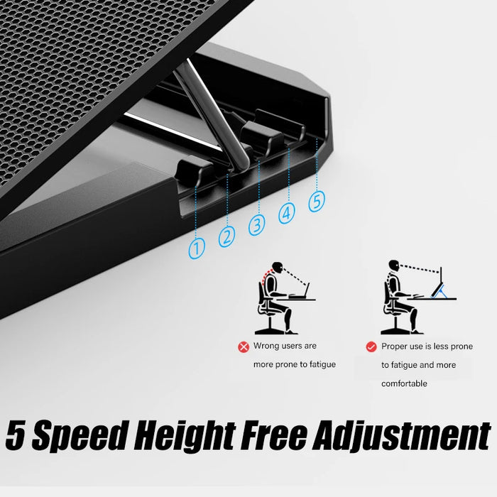 Laptop Cooling Pad – 6-Fan Ultra-Quiet Airflow for 13–18" Notebook