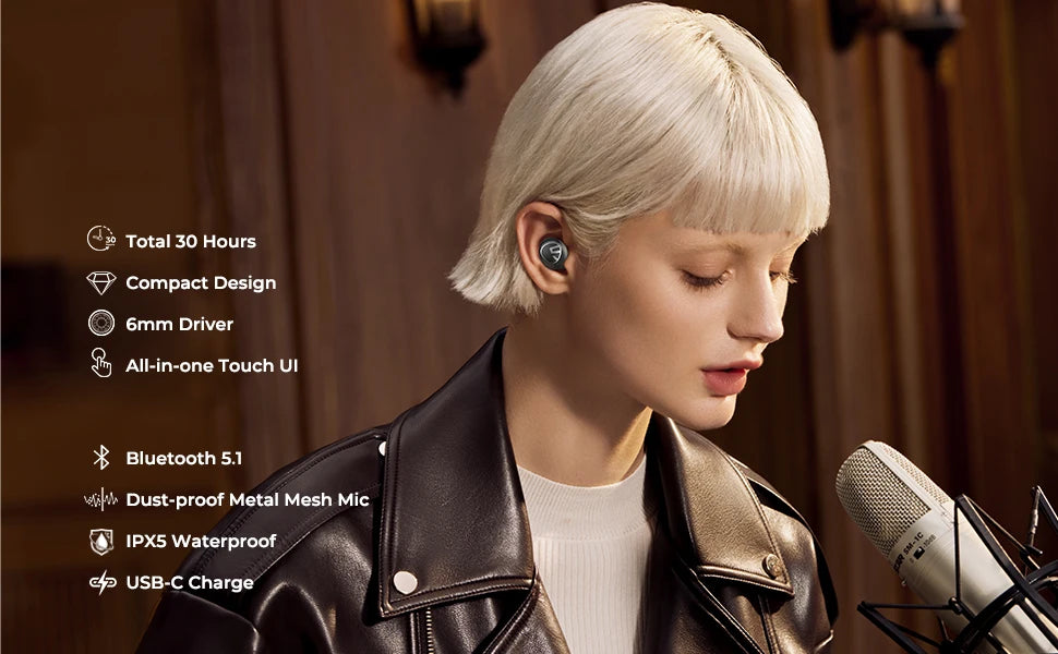 Wireless Bluetooth Earbuds – Ergonomic Design with 30H Playtime & Touch Controls