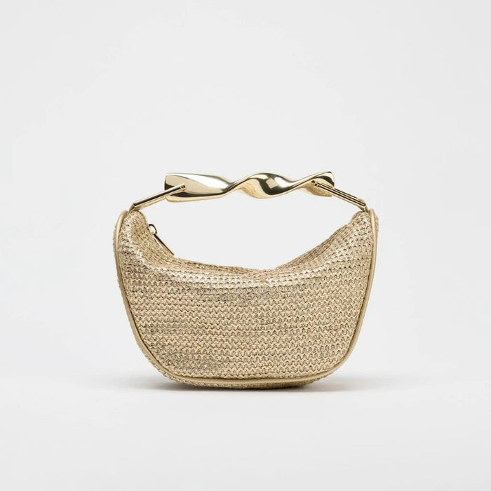 Women's Half Moon Straw Bag – Woven Bucket Crossbody Shoulder Bag for Summer Beach SF