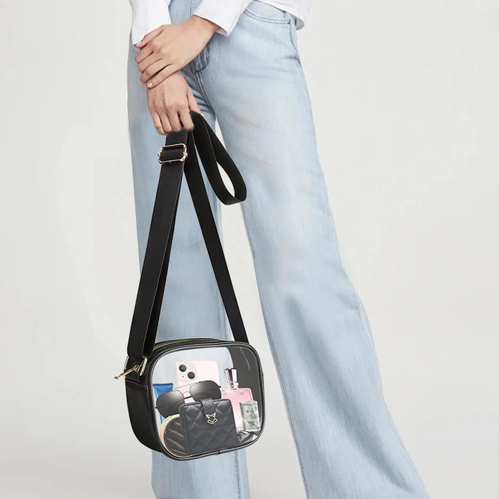 Clear PVC Crossbody Bag for Women – Transparent Square Shoulder Bag for Concerts & Travel
