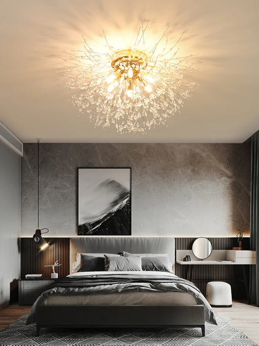 Crystal Dandelion Ceiling Light – 4-Light Nordic Chandelier for Living Room & Dining Room