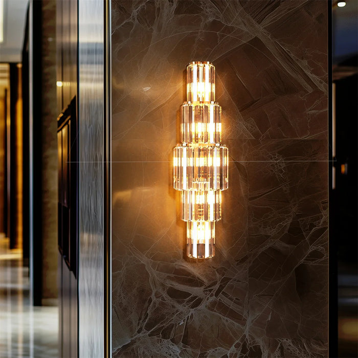 Crystal Wall Sconce – Luxurious 3- or 5-Tier LED Lighting with Gold Finish