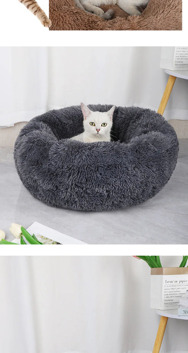 Plush Cat & Dog Nest Bed – Warm, Washable & Fluffy for Winter Comfort