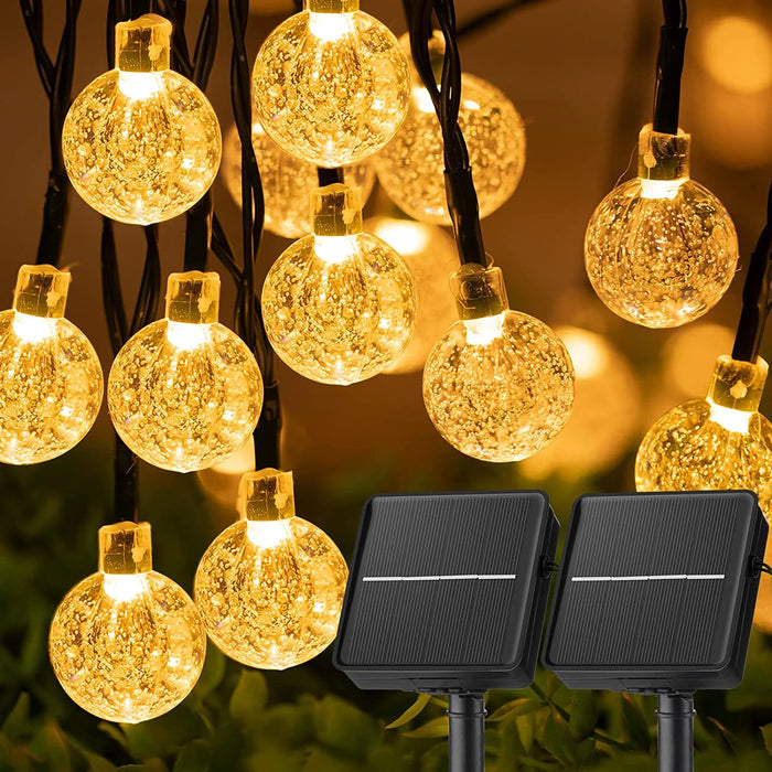 Solar Crystal Globe String Lights – 60 LED Waterproof Fairy Lights with 8 Lighting Modes - Samanta Factory