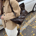 Vintage PU Leather Shoulder Tote – Soft Casual Bag with Lock Closure - Samanta Factory
