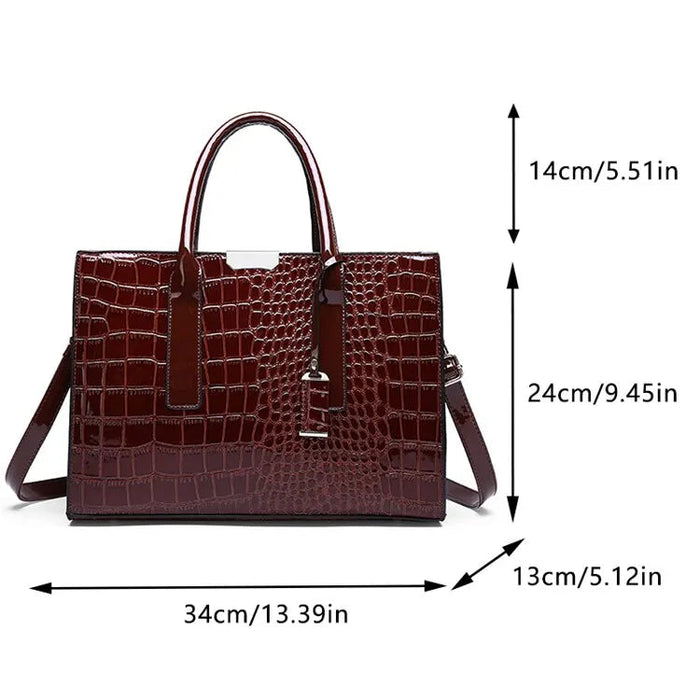 Luxury Crocodile Pattern Handbag – Large Capacity Vintage Women’s Leather Tote Shoulder Bag SF