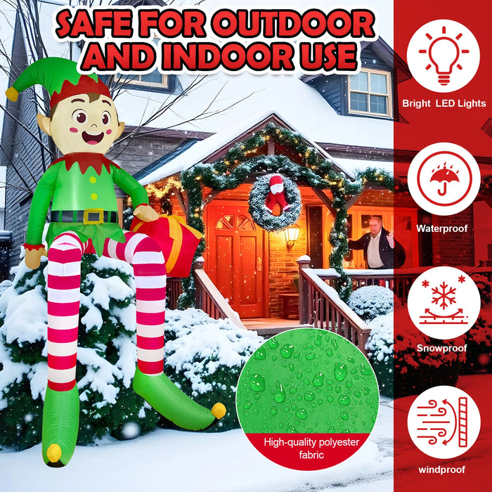 Christmas Inflatable Elf – 8FT Outdoor Yard Decoration with LED Lights