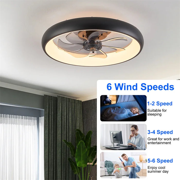 Smart Ceiling Fan with Light – Remote-Controlled Retractable Blades & Dimmable LED - Samanta Factory