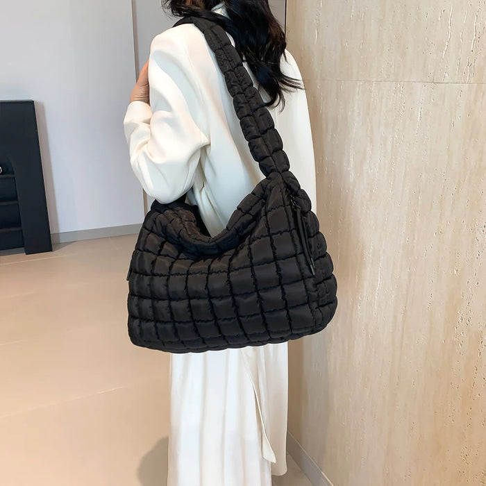 Women’s Puffer Shoulder Bag – Fashion Bubble Tote with Large Capacity