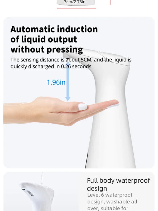 Automatic Soap Dispenser – Touchless Sensor with 0.2s Fast Dispense & Waterproof Non-Slip Base