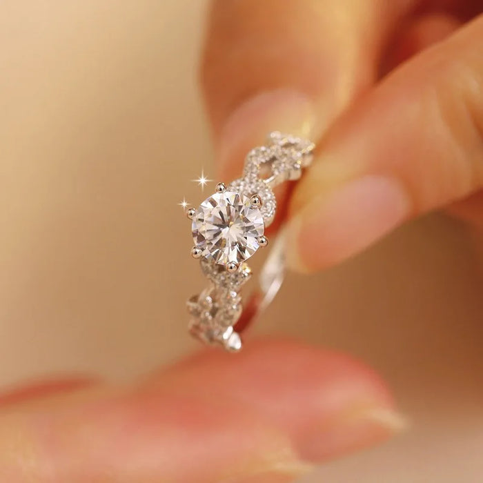 Moissanite Ring – S925 Sterling Silver 18K White Gold Plated