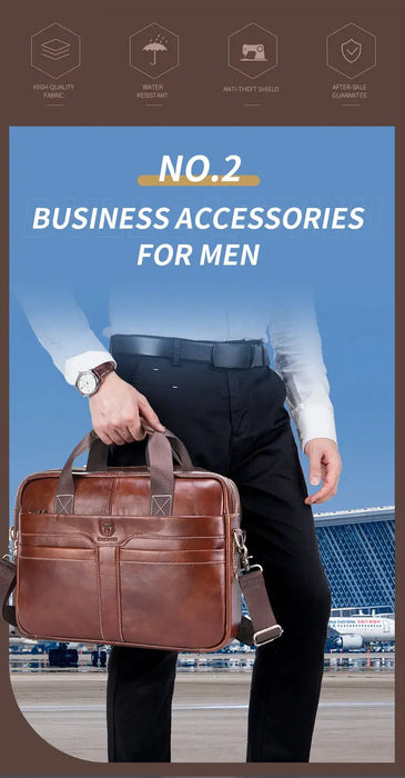 Leather Business Briefcase – Professional 15-Inch Laptop Work Bag SF