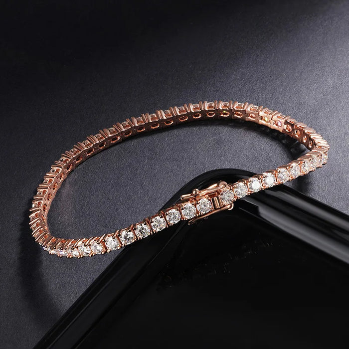EWYA D Color Moissanite Tennis Bracelet 925 Silver 18K Gold - Samanta Factory