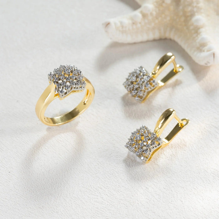 Square CZ Jewelry Set – 14K Gold Plated Copper SF