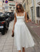 Beainmmry slim-fit mid-calf dress with square neckline and full sleeves for spring and summer