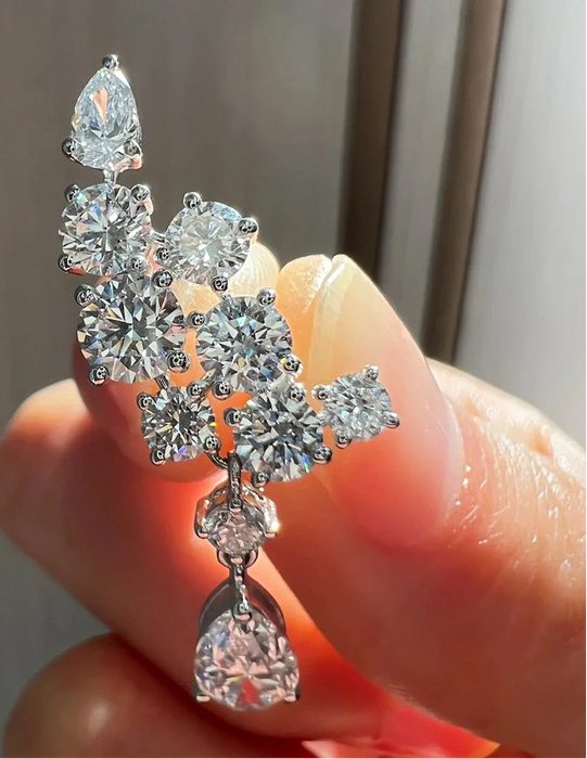 GRA certified pear-cut D color VVS1 moissanite drop earrings in 925 sterling silver

