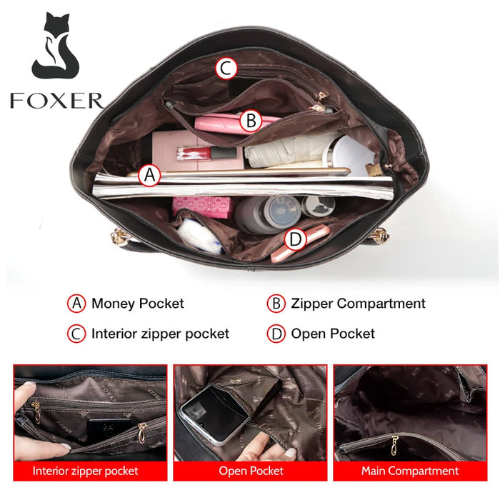 Leather Tote Bag – Soft Casual Shoulder Handbag for Women - Samanta Factory