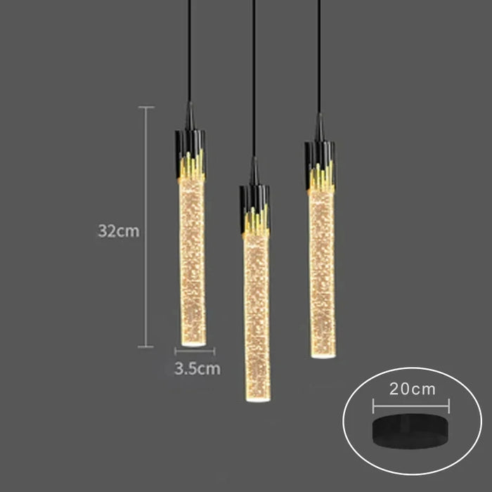 Modern Black & Gold LED Pendant Light – Crystal Rod Design for Ambient Lighting - Samanta Factory