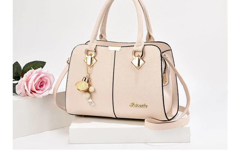 Women’s Large Capacity Boston Handbag – PU Leather Shoulder & Crossbody Tote Bag SF