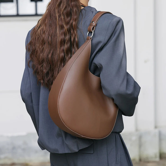 Half-Moon Shoulder Bag – Soft Versatile Leather Handbag for Women - Samanta Factory