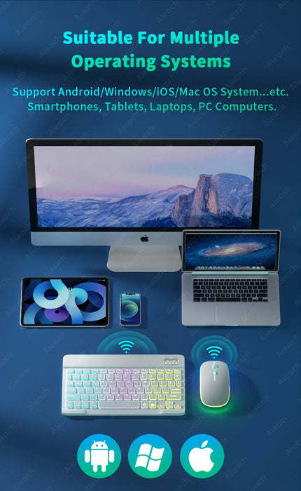 RGB Wireless Keyboard & Mouse Combo – Bluetooth & 2.4GHz for Tablet, Phone & PC Samanta Factory