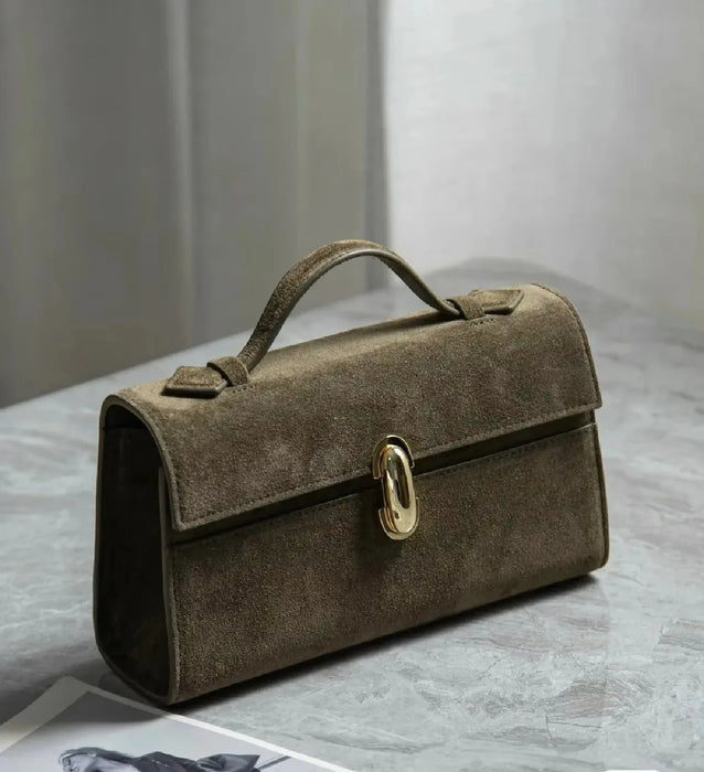 Women’s Leather Baguette Handbag – Minimalist Day Clutch