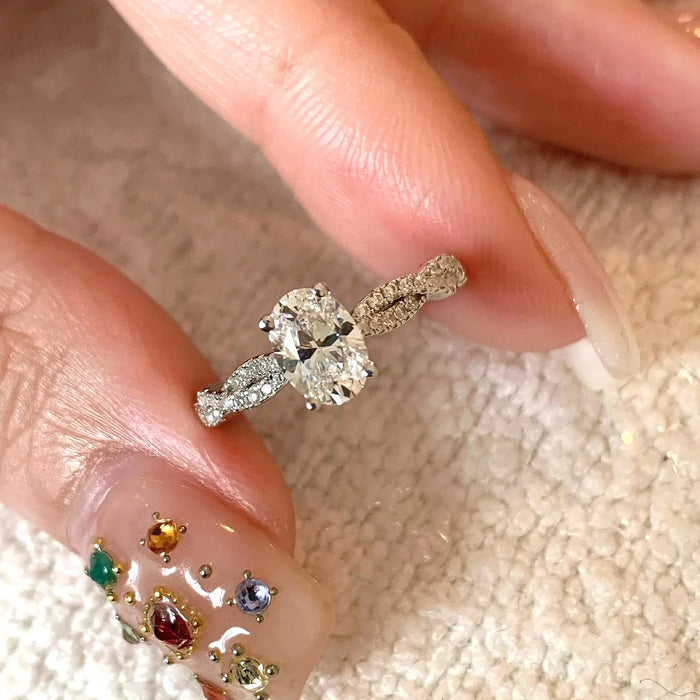 Moissanite Fashion Ring – Platinum-Plated Sparkle for Women